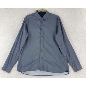 Ted Baker London Blue Geo Print Button-Down Dress Shirt Mens Long Sleeve Size XL